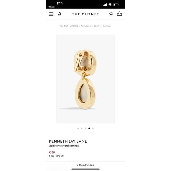 KENNETH JAY LANE Gold-tone crystal earrings - Picture 4 of 4